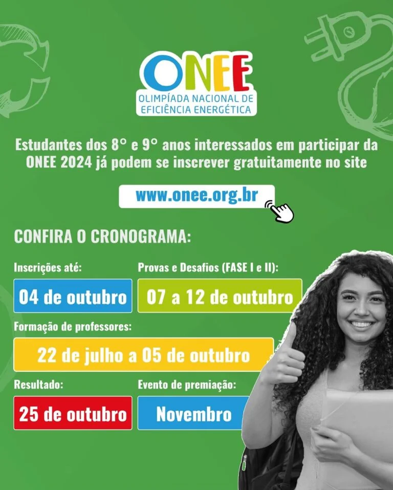 Inscrições para a Olimpíada Nacional de Eficiência Energética 2024 estão abertas