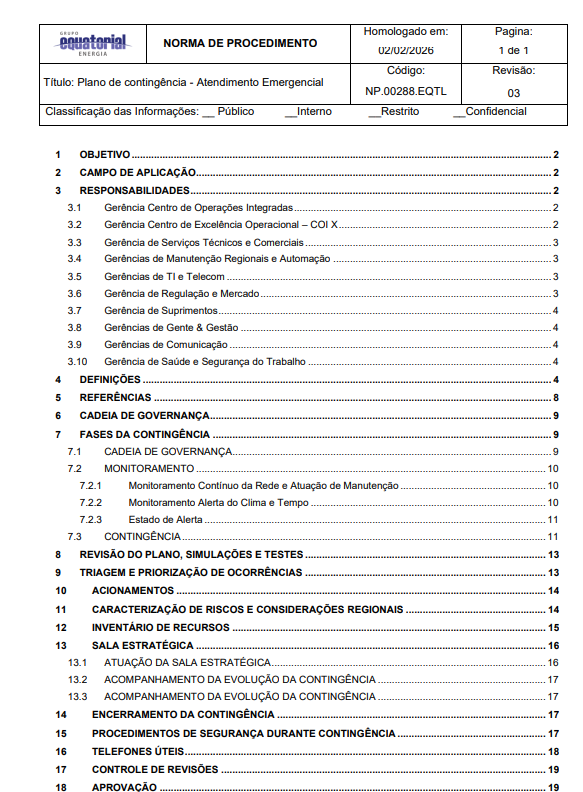 Plano de Contingência