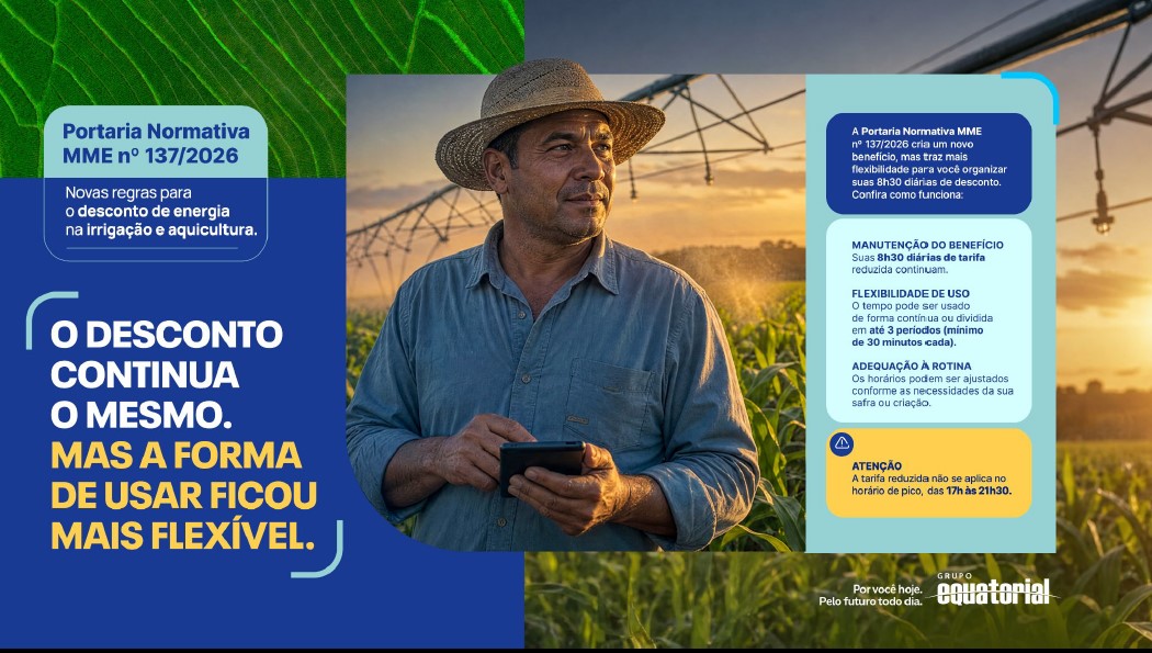 Desconto de energia para irrigação e aquicultura: entenda as novas regras